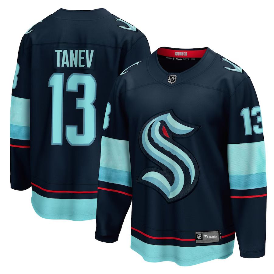 Men Seattle Kraken #13 Brandon Tanev Fanatics Branded Deep Sea Blue Home Premier Breakaway Player NHL Jersey